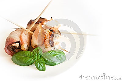 Grilled Bacon rolls Stock Photo