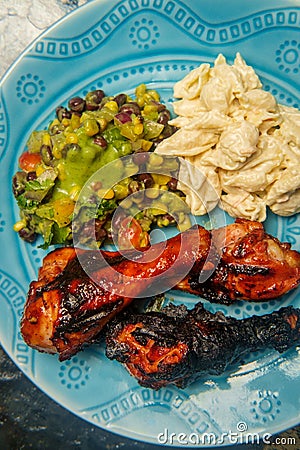 Grilled Barbecue Chicken Drumsticks Stock Photo