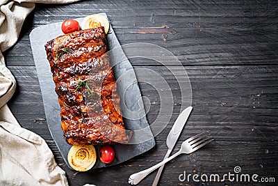 grilled barbecue ribs pork Stock Photo