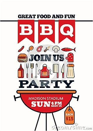 Grilled bbq party icon style for invitation car or flyer or post Vector Illustration