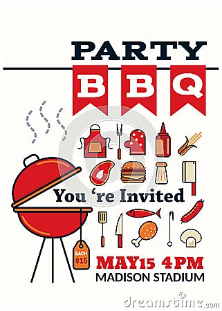 Grilled bbq party icon style Vector Illustration