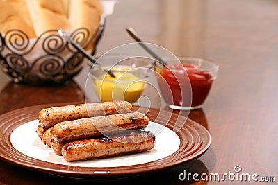 Grilled bratwurst ready to serve Stock Photo