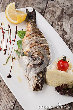 Grilled bream fish Stock Photo