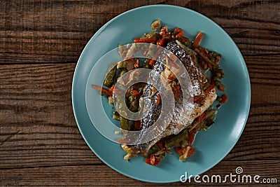 Grilled bream on a plate Stock Photo