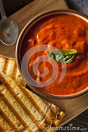 Grilled Cheese Sandwich with Tomato Soup Stock Photo