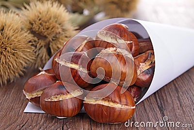 Grilled chestnut Stock Photo