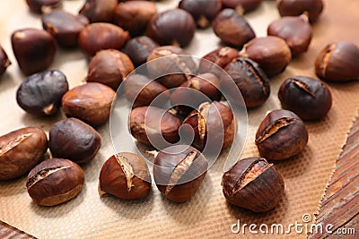 Grilled chestnut Stock Photo