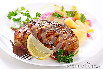 Grilled chicken breast Stock Photo