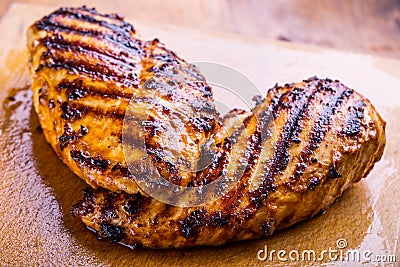 Grilled chicken breast in different variations with cherry tomat Stock Photo