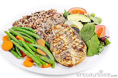 Grilled chicken breast with rice Stock Photo