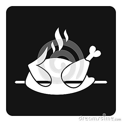 Grilled chicken on a grill icon simple Vector Illustration