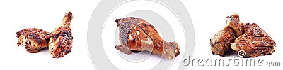 grilled chicken legs on a white background. Stock Photo