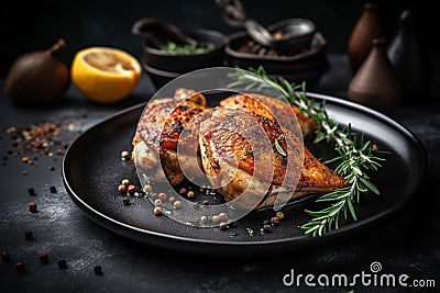 Grilled chicken legs with spices Stock Photo