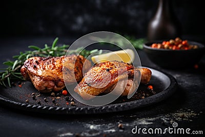 Grilled chicken legs with spices Stock Photo