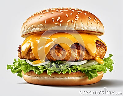 Grilled chicken patty on a white background Stock Photo