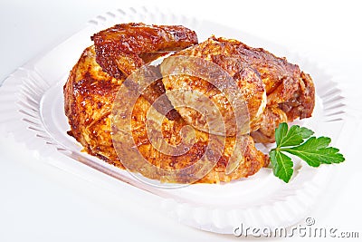 Grilled Chicken on a Plate Stock Photo