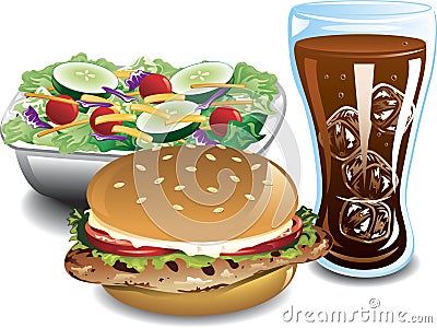 Grilled Chicken sandwich meal Vector Illustration