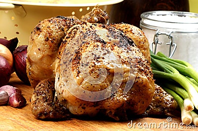 grilled chicken with some organic vegetable Stock Photo