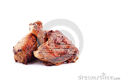 Grilled chicken thighs and drumsticks on a white background,isolated Stock Photo