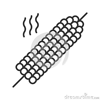 Grilled corn on skewer linear icon Vector Illustration