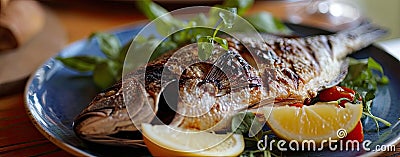 grilled dorada served on plate Stock Photo