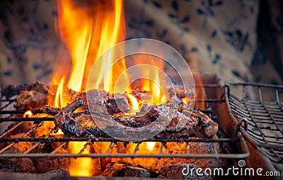 grilled on fire Stock Photo