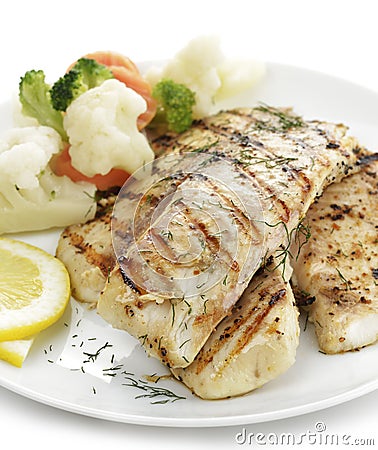 Grilled Fish Fillet Stock Photo