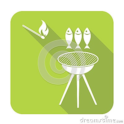 Grilled fish icon Vector Illustration