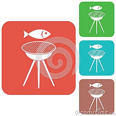 Grilled fish icon Vector Illustration