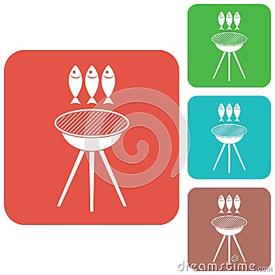 Grilled fish icon Vector Illustration