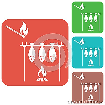 Grilled fish icon Vector Illustration