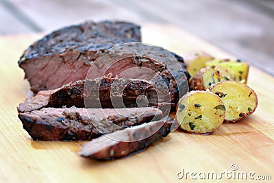Grilled Flank Steak Stock Photo