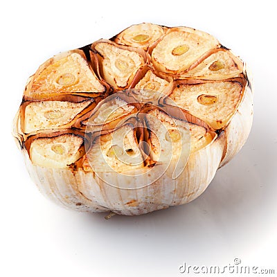 Grilled garlic isolated on white Stock Photo