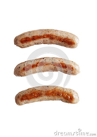 Grilled German white weisswurst sausages on a blank background Stock Photo