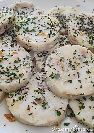 grilled hake medallions Stock Photo