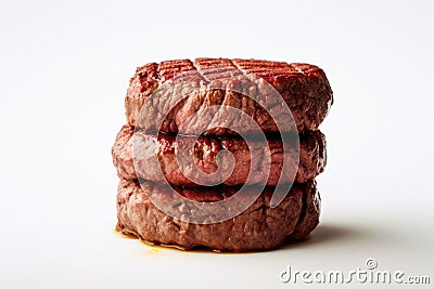 Grilled Hamburger Meat On White Background. Generative AI Stock Photo