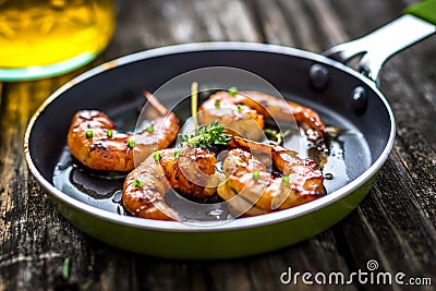 Grilled Honey Soy Shrimp Stock Photo