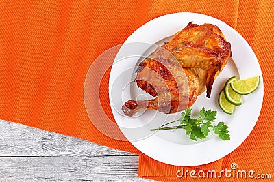 Grilled juicy chicken with golden crust Stock Photo