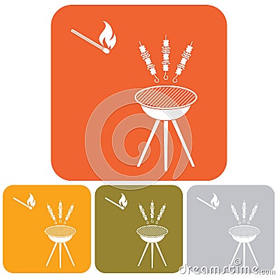 Grilled kebab icon Vector Illustration