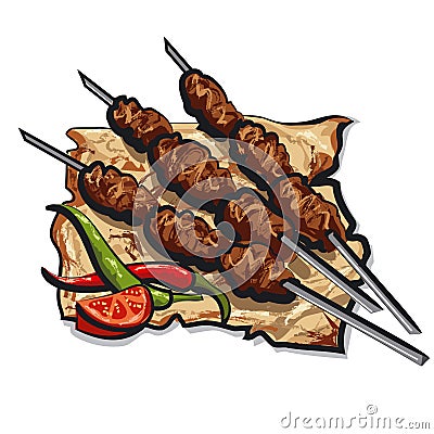 Grilled kebab Vector Illustration