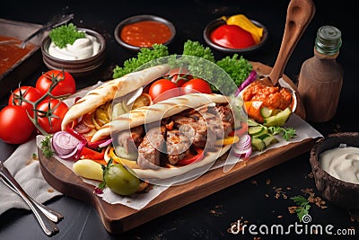 Grilled kebab salad. Generate Ai Stock Photo