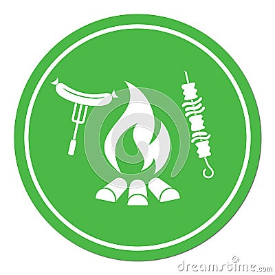 Grilled kebab and sausage icon Vector Illustration