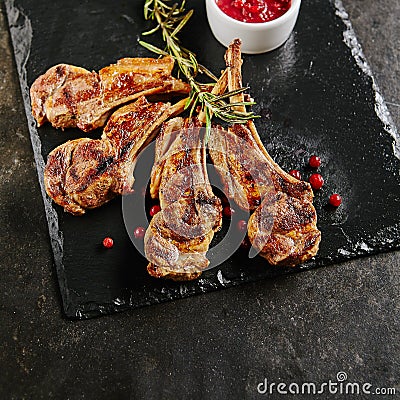 Grilled Lamb Chops Stock Photo