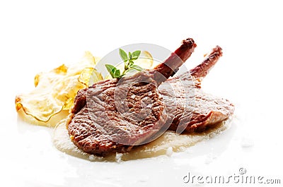 Grilled lamb cutlet Stock Photo