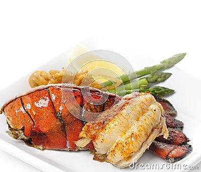 Grilled Lobster Tail Stock Photo