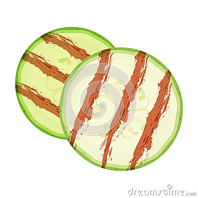 Grilled marrow vegetables sliced slices isolated on white background. Rings of zucchini. Vector Illustration Stock Photo