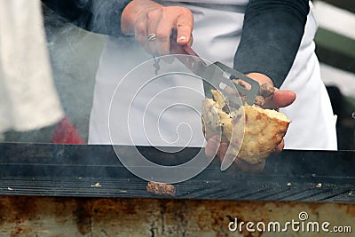 Grilled meat dumplings Stock Photo