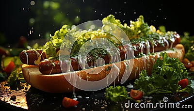 Grilled meat, freshness, gourmet, barbecue, beef, snack generated by AI Stock Photo
