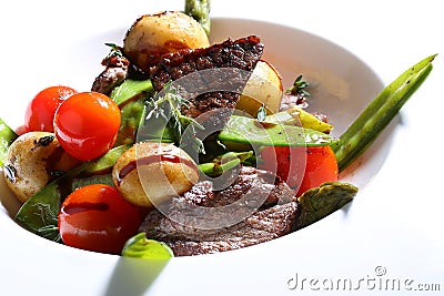Grilled meat with grilled vegetables Stock Photo