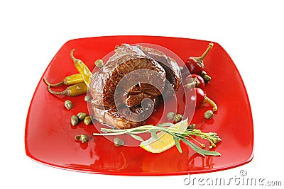 Grilled meat medallion served on Stock Photo
